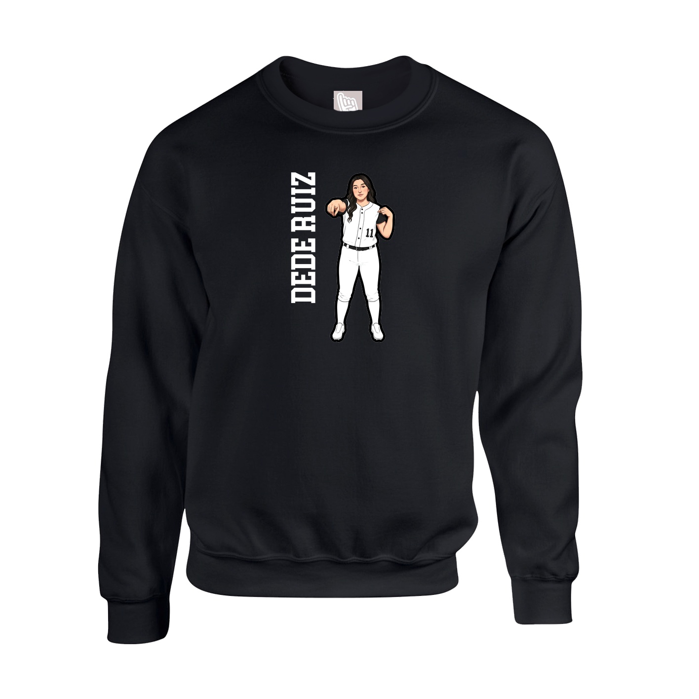 Fleece Crew — Name Vertical in Black