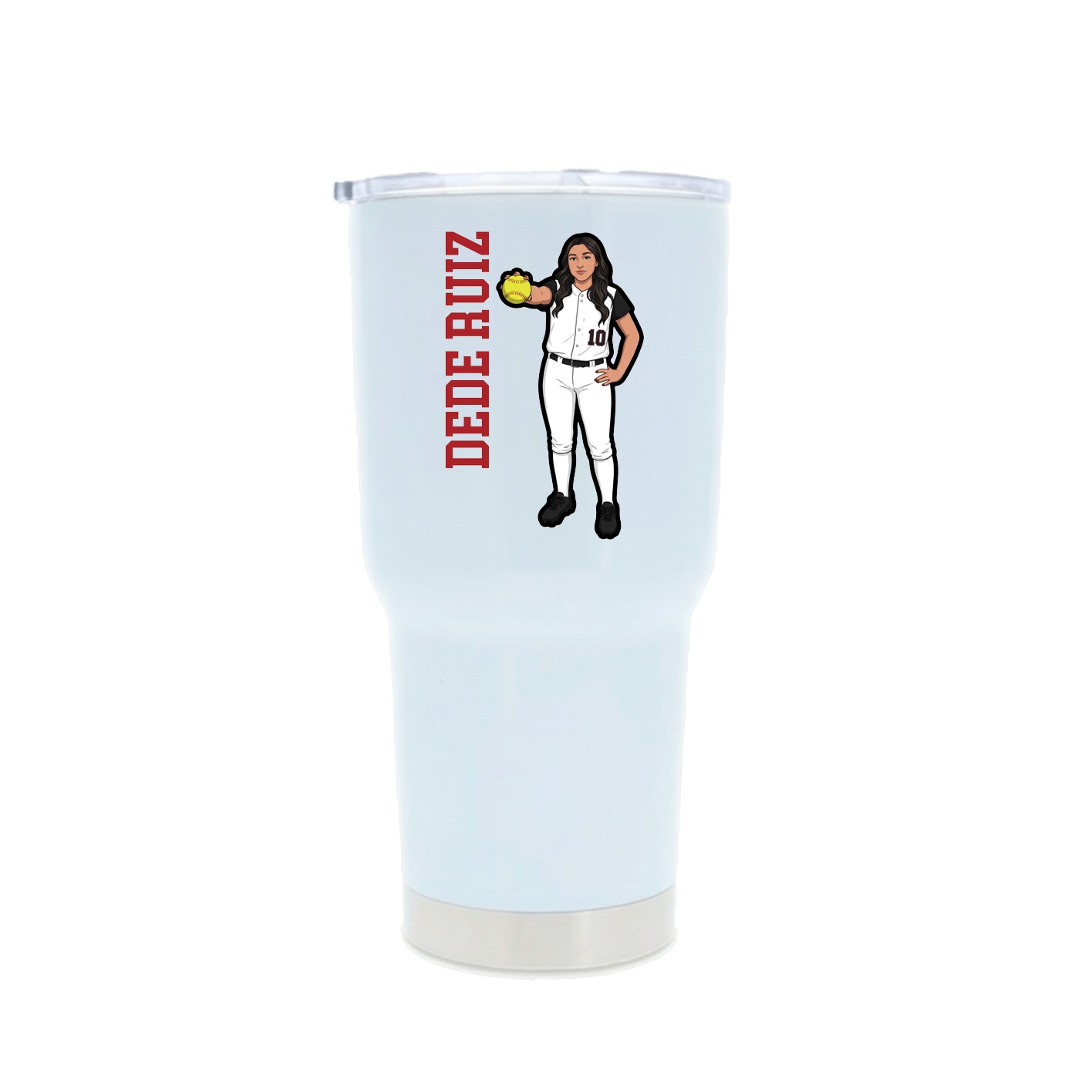 30oz Stainless Steel Tumbler — Name Vertical in White