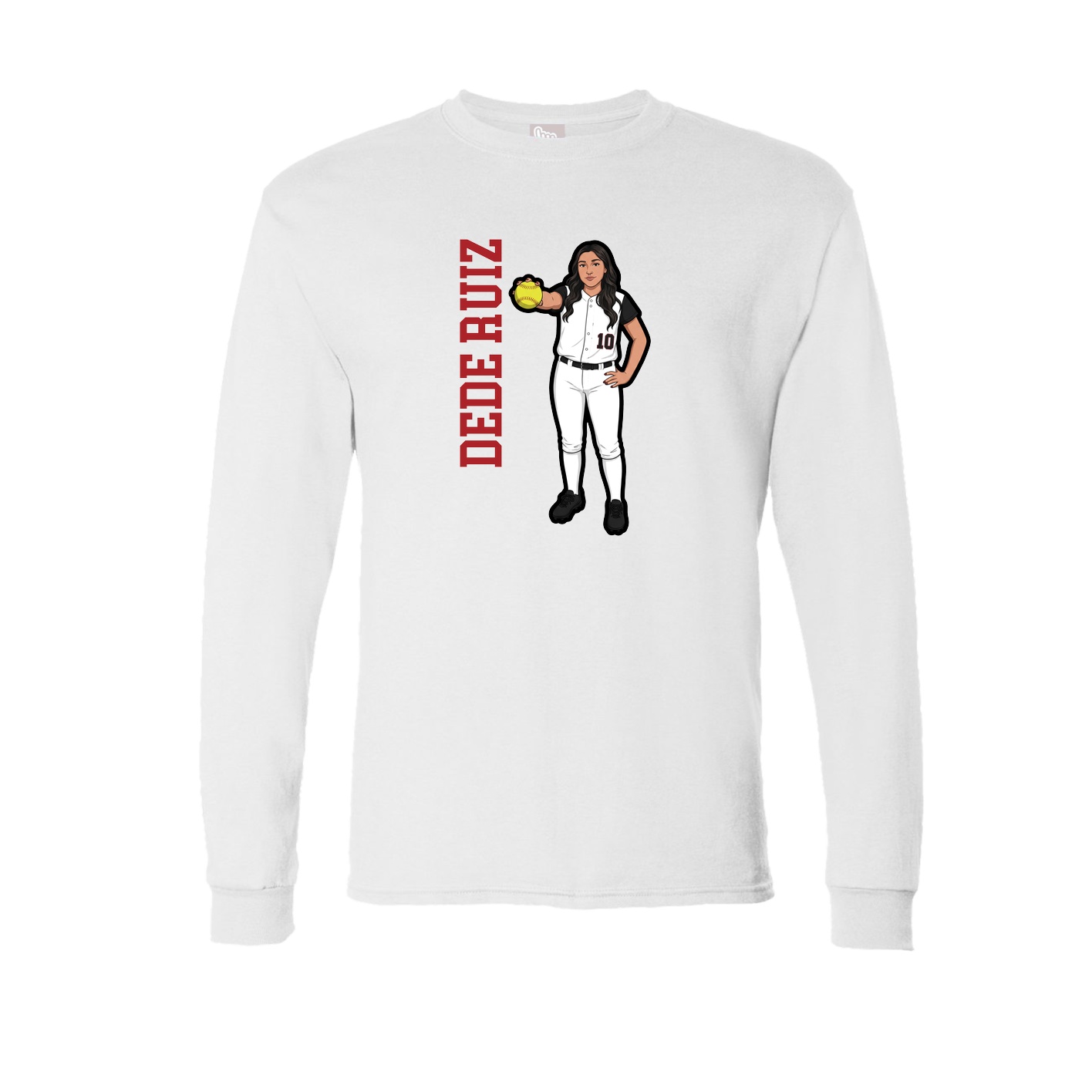 Long Sleeve Tee — Name Vertical in White