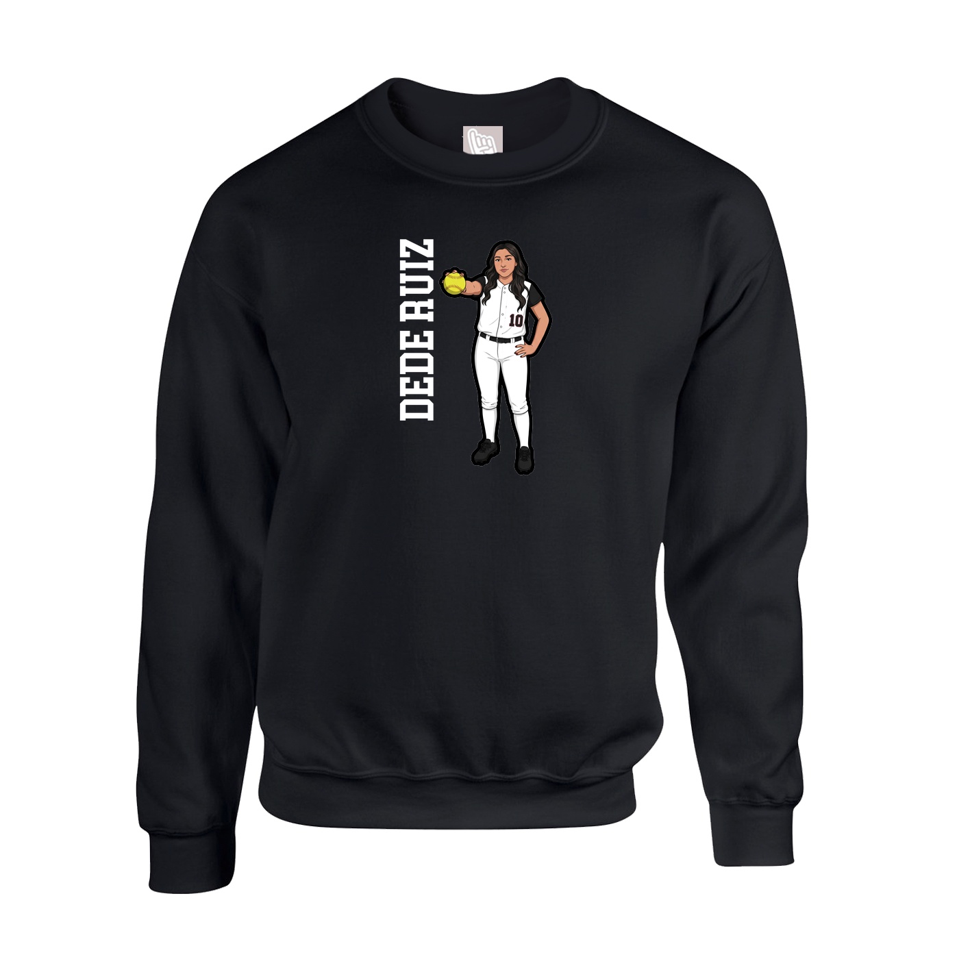 Fleece Crew — Name Vertical in Black