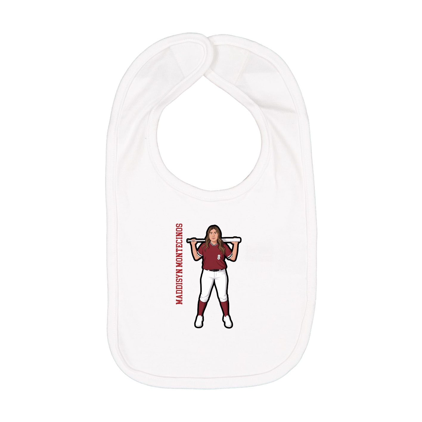 Infant Bib — Name Vertical in White