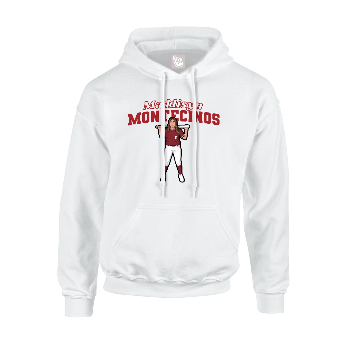 Youth Hoodie — Name Arch in White