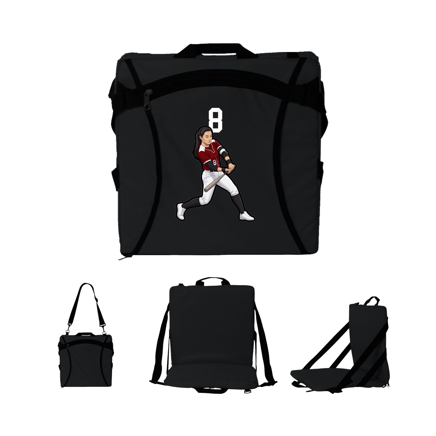 Folding Stadium Seat — Number Top in Black