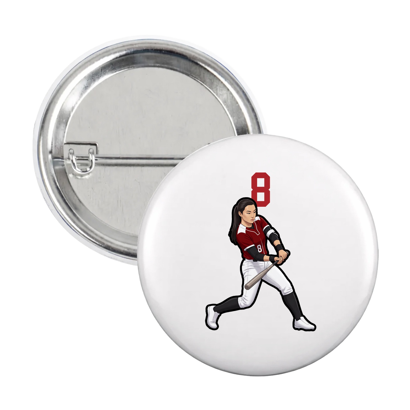 Game Day Button — Number Top in White