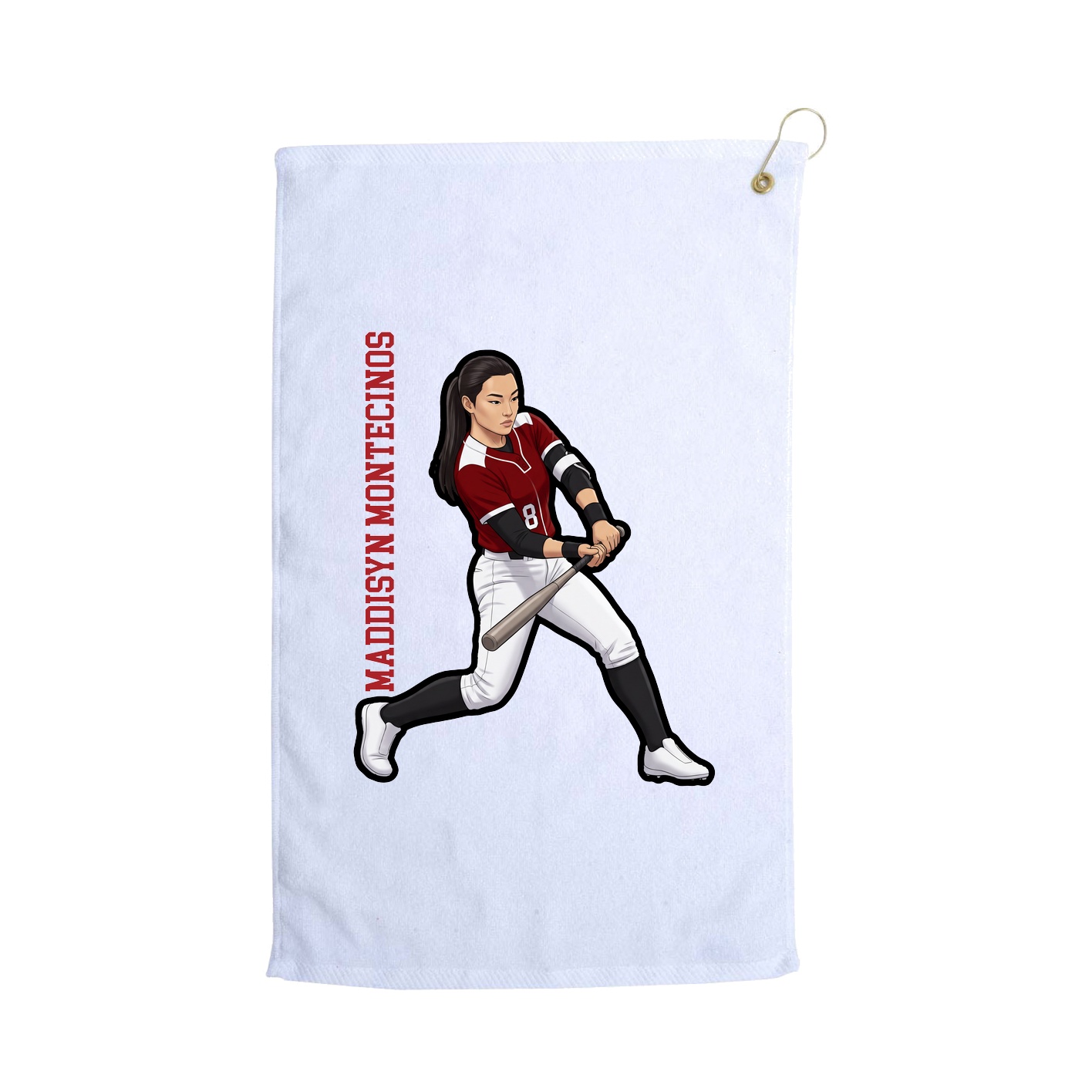 Golf Towel — Name Vertical in White
