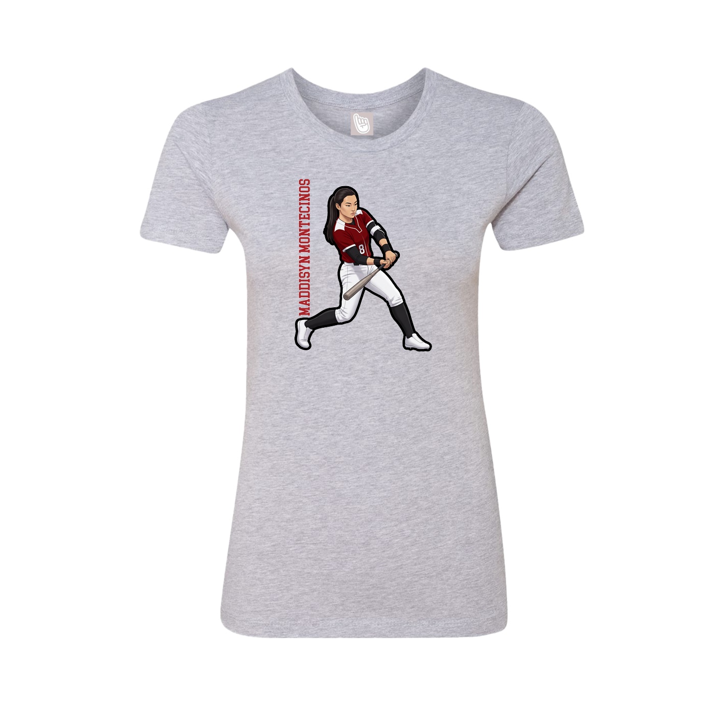 Fitted Women's Tee — Name Vertical in Grey