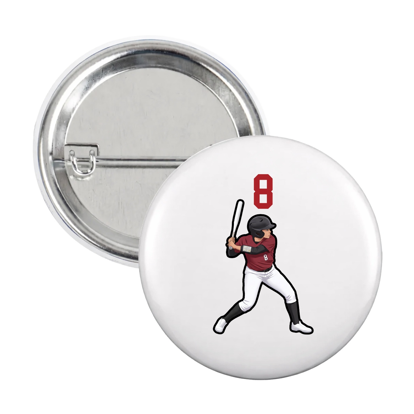 Game Day Button — Number Top in White