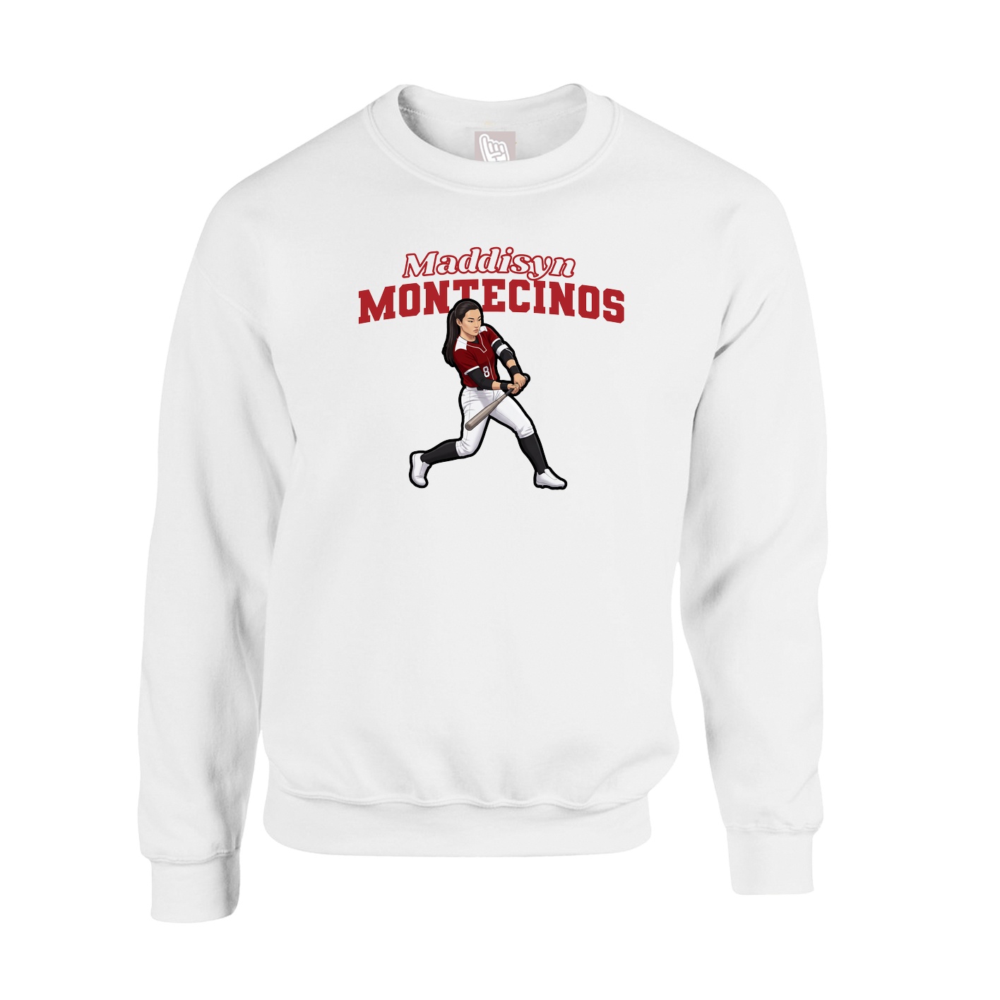 Fleece Crew — Name Arch in White