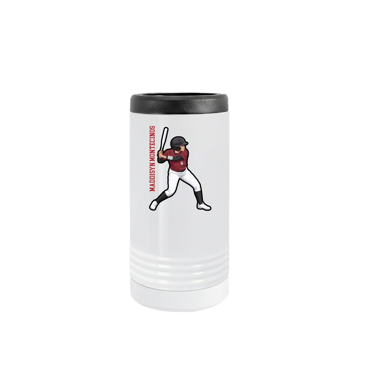 Slim Beverage Holder — Name Vertical in White