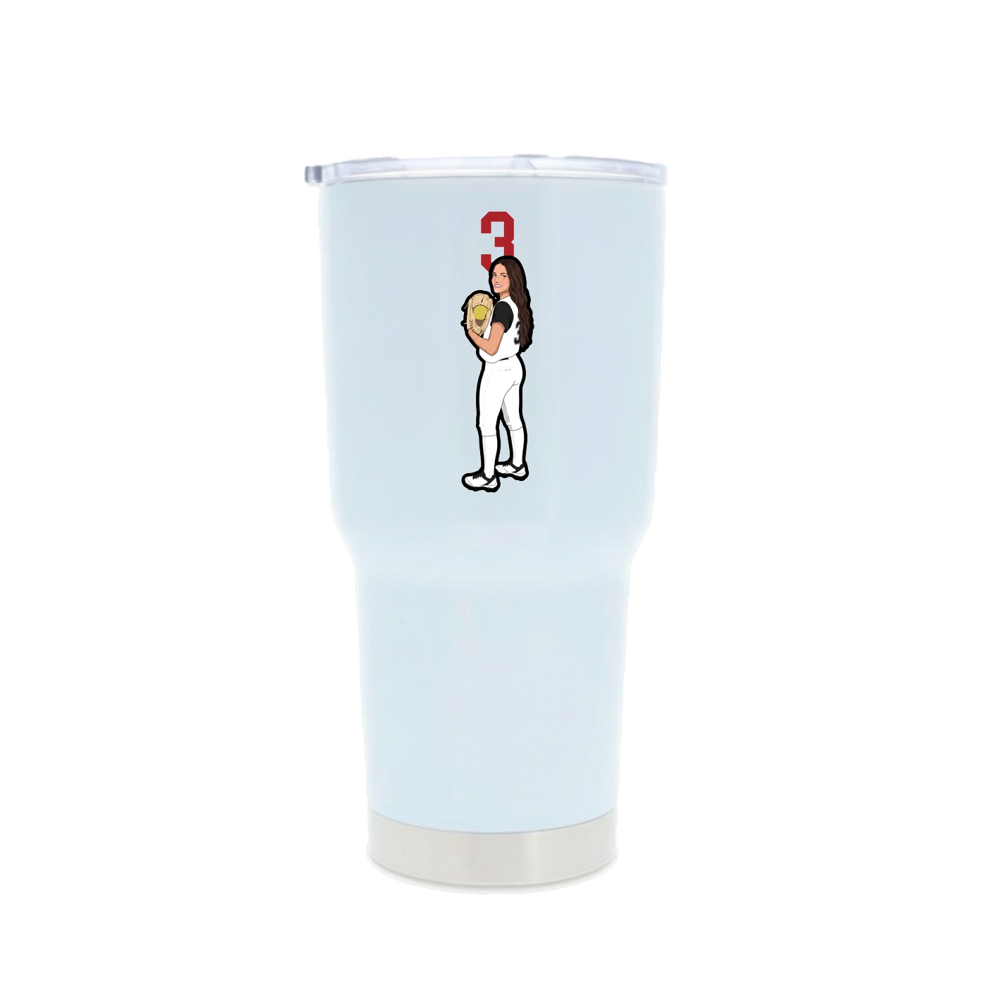 30oz Stainless Steel Tumbler — Number Top in White