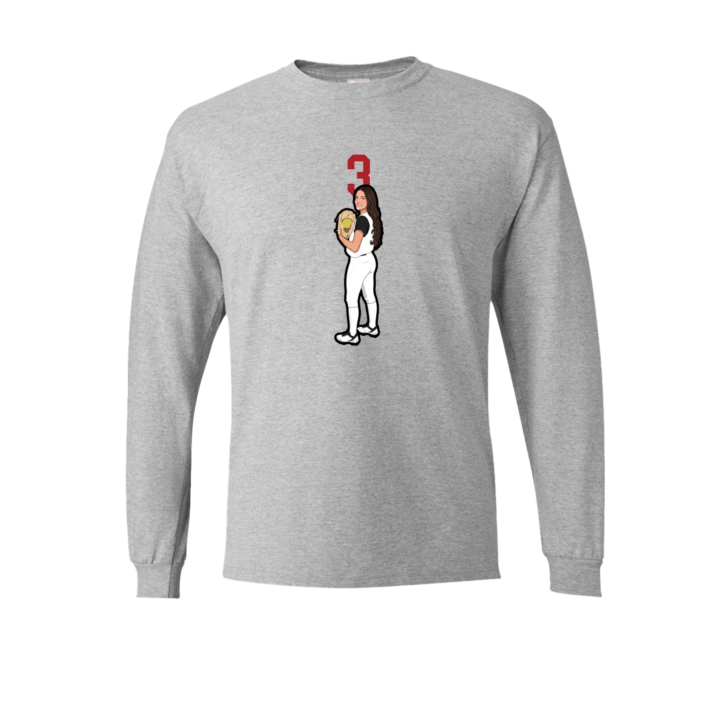 Long Sleeve Tee — Number Top in Grey