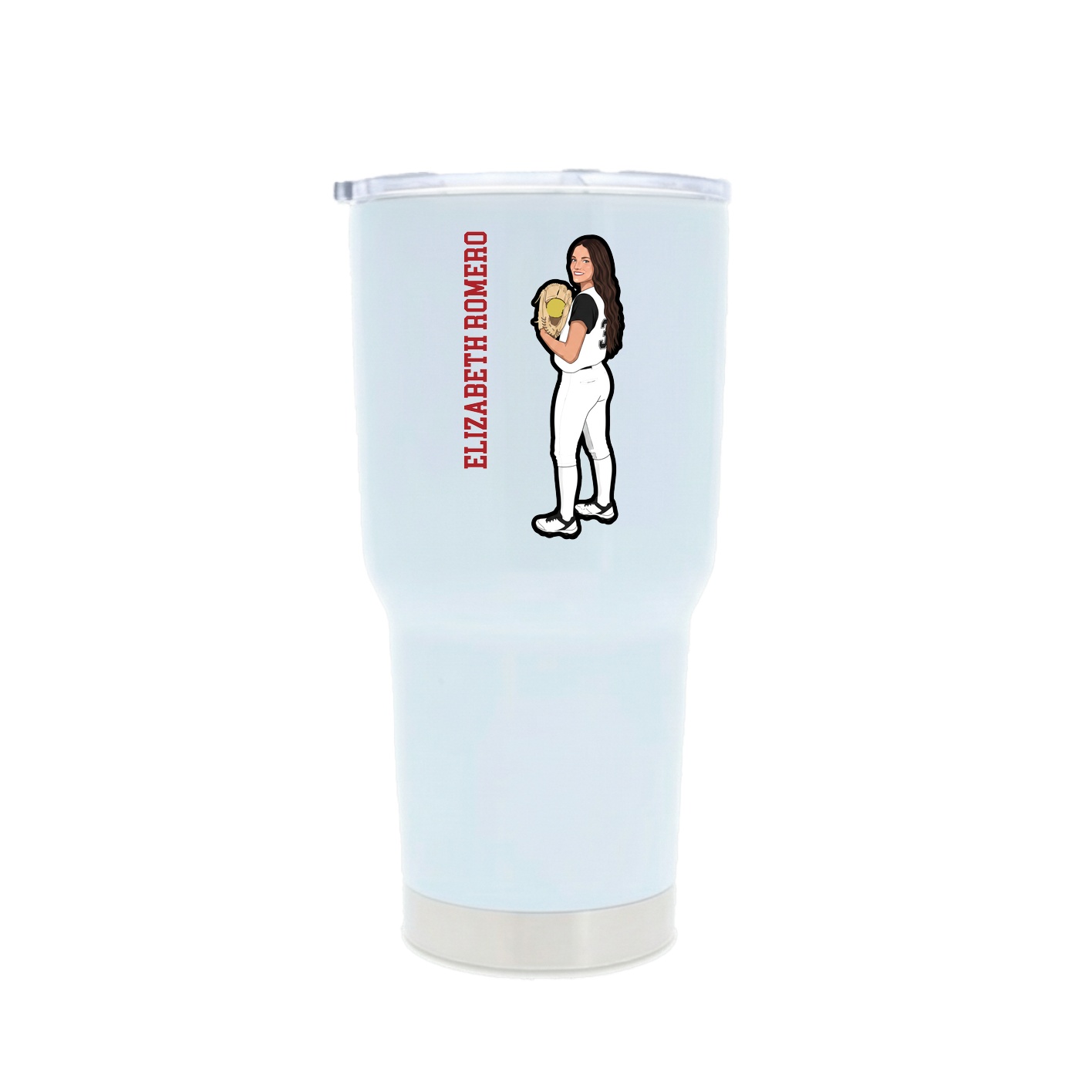 30oz Stainless Steel Tumbler — Name Vertical in White