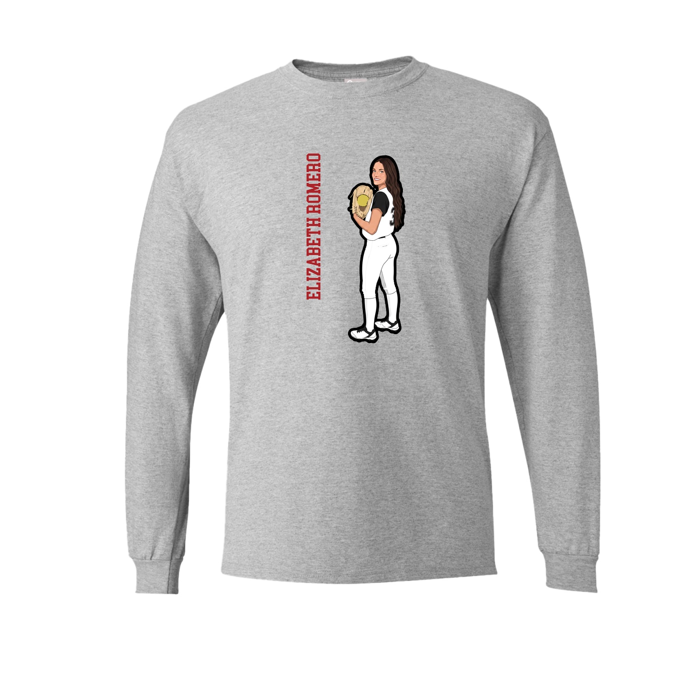 Long Sleeve Tee — Name Vertical in Grey