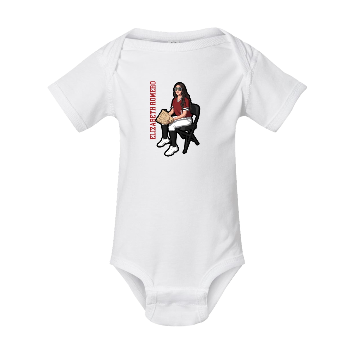 Baby Onesie — Name Vertical in White