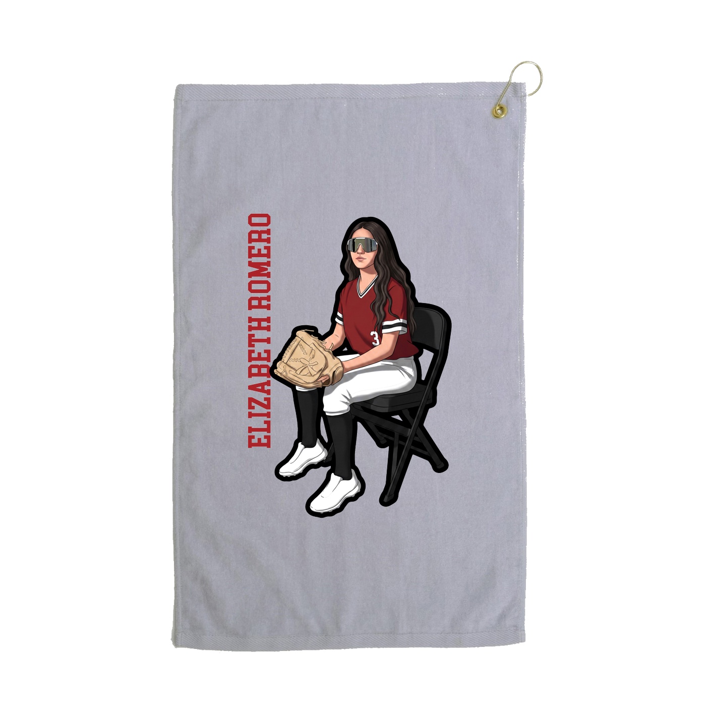 Golf Towel — Name Vertical in Grey