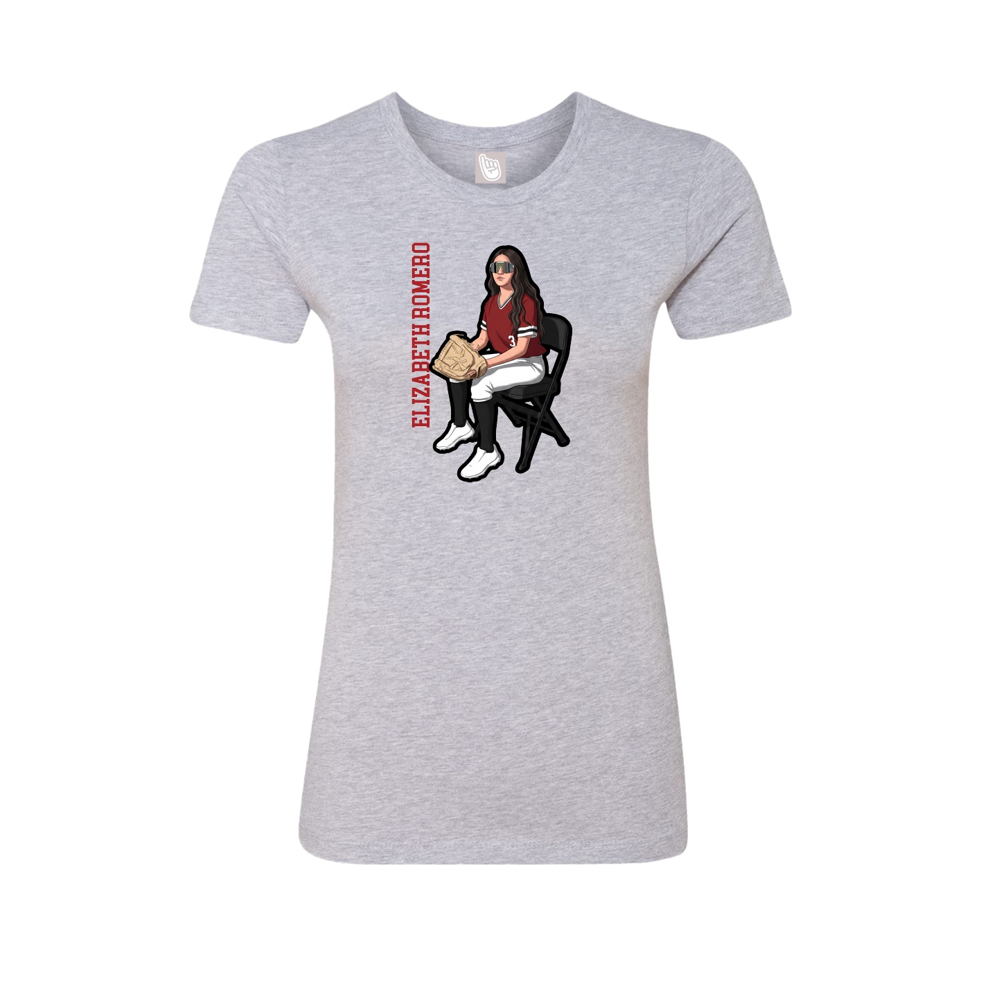 Womens Tee — Name Vertical in Grey