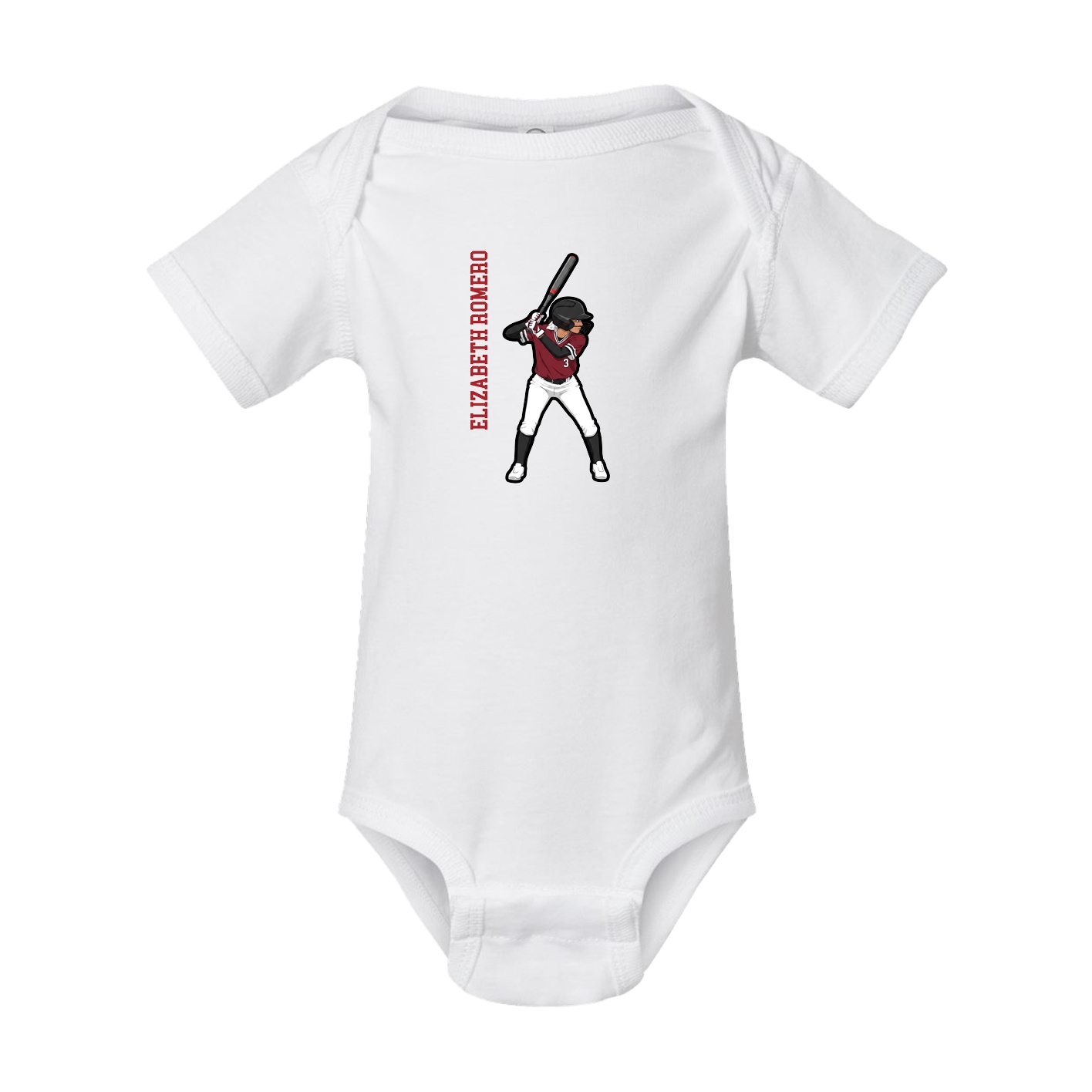 Baby Onesie — Name Vertical in White