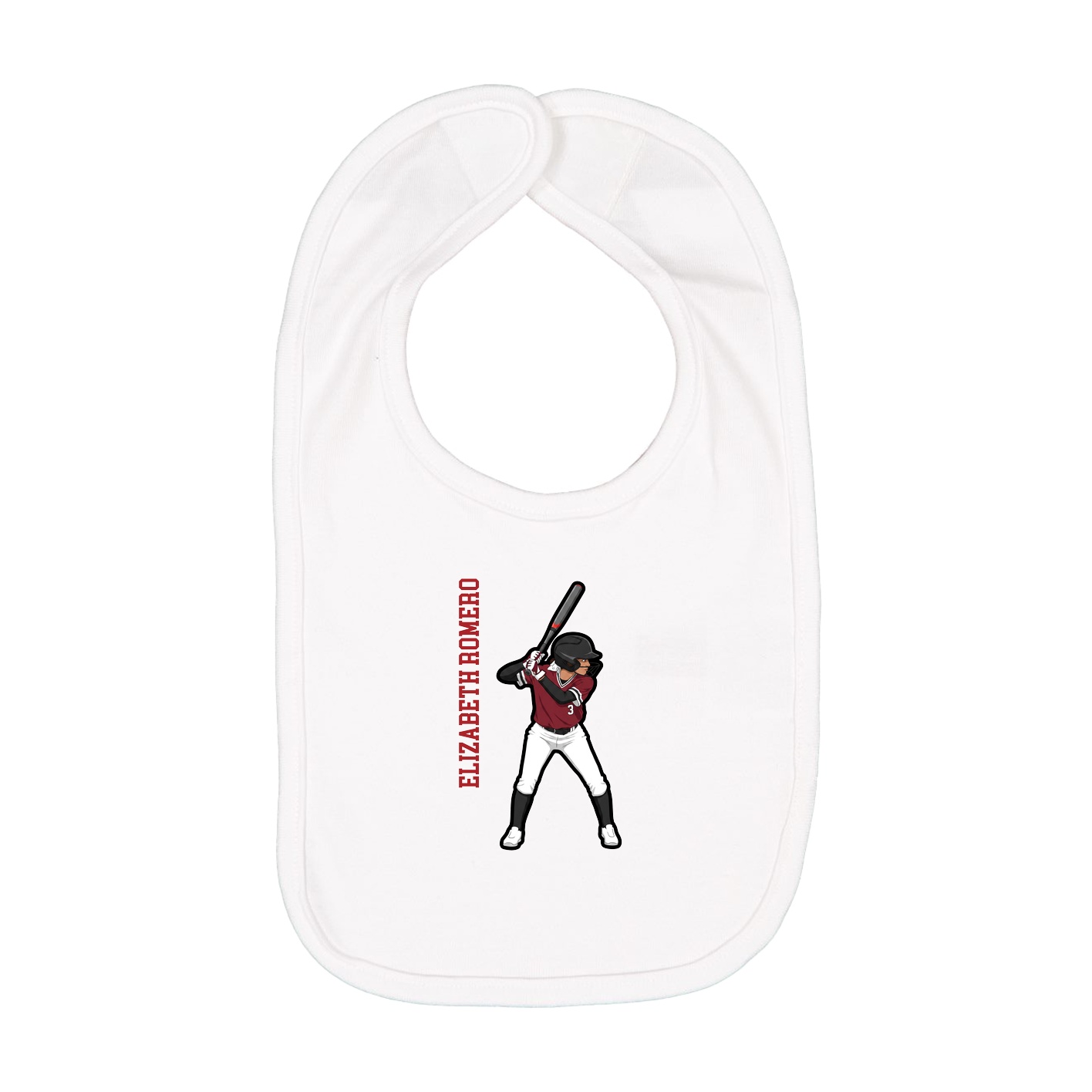 Infant Bib — Name Vertical in White