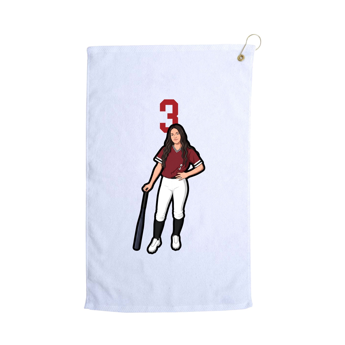 Golf Towel — Number Top in White