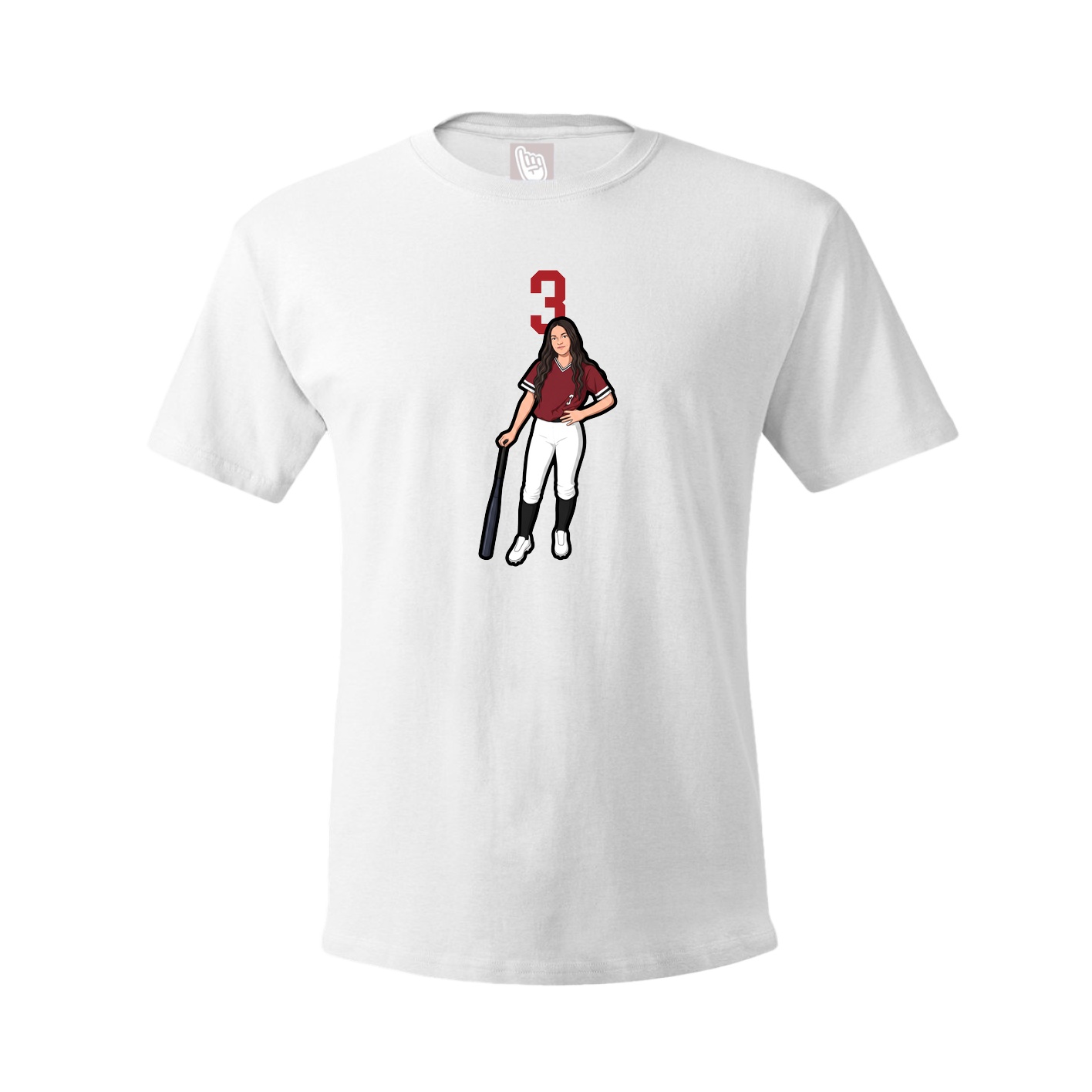 Youth Tee — Number Top in White