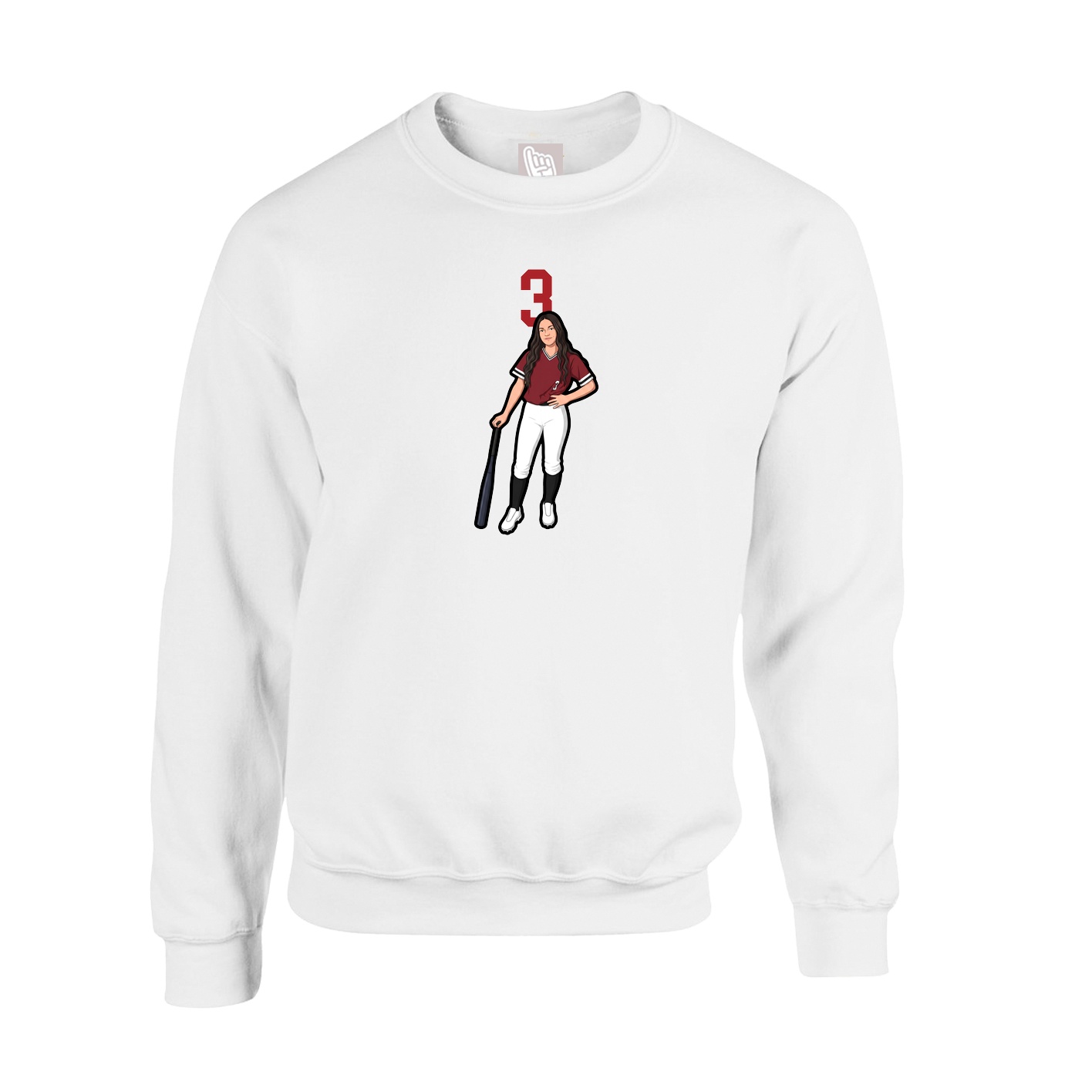 Fleece Crew — Number Top in White