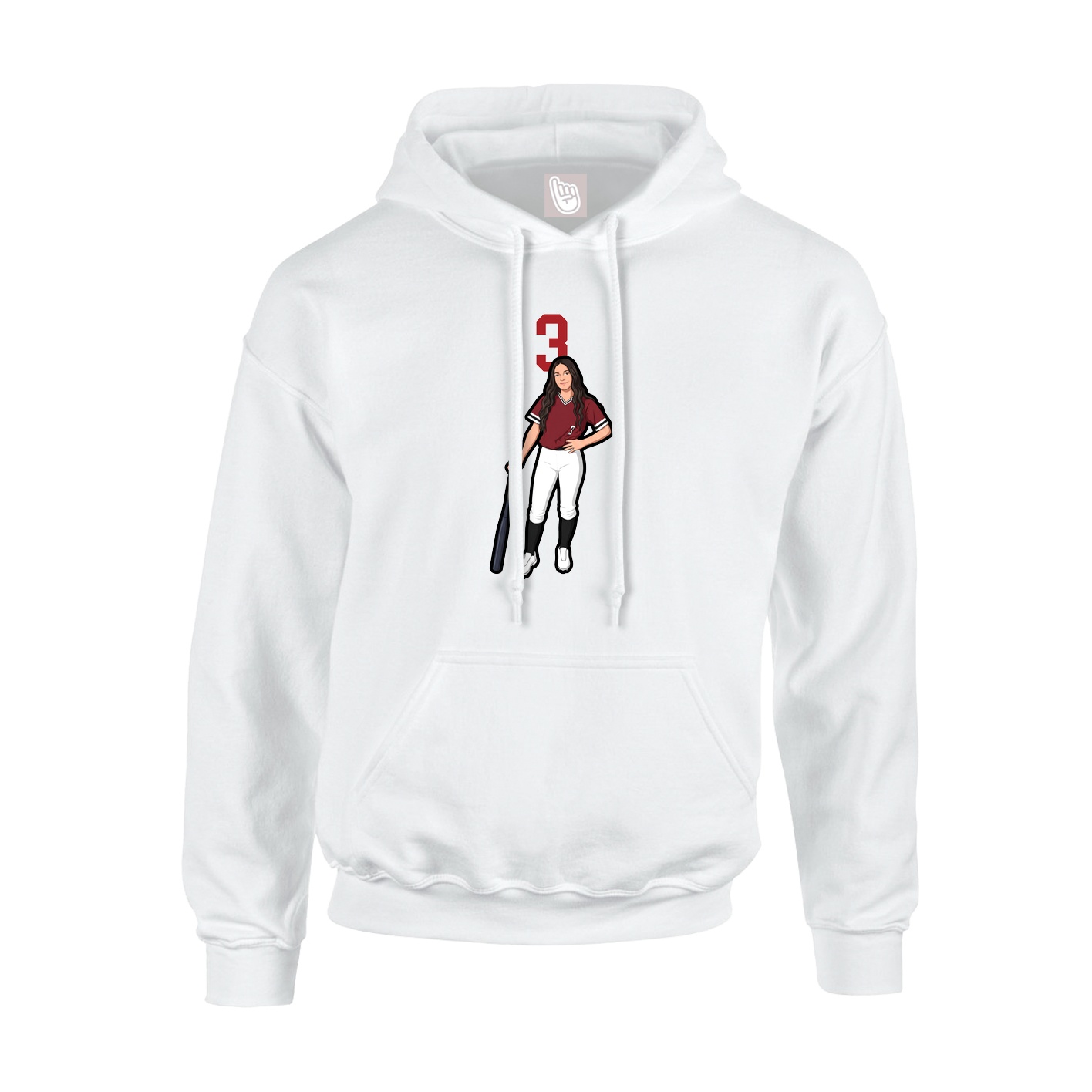 Youth Hoodie — Number Top in White