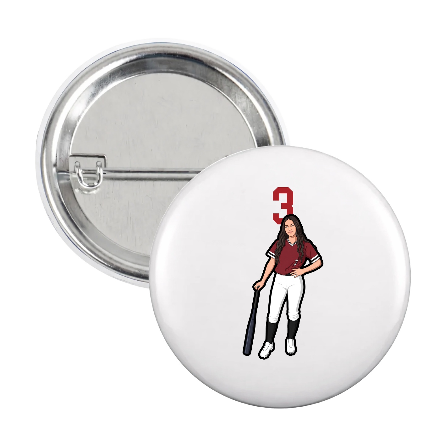 Game Day Button — Number Top in White