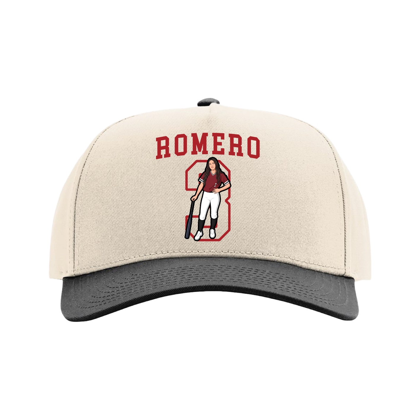Full Fabric Five-Panel Champ Cap — Shirsey in Cream/Black
