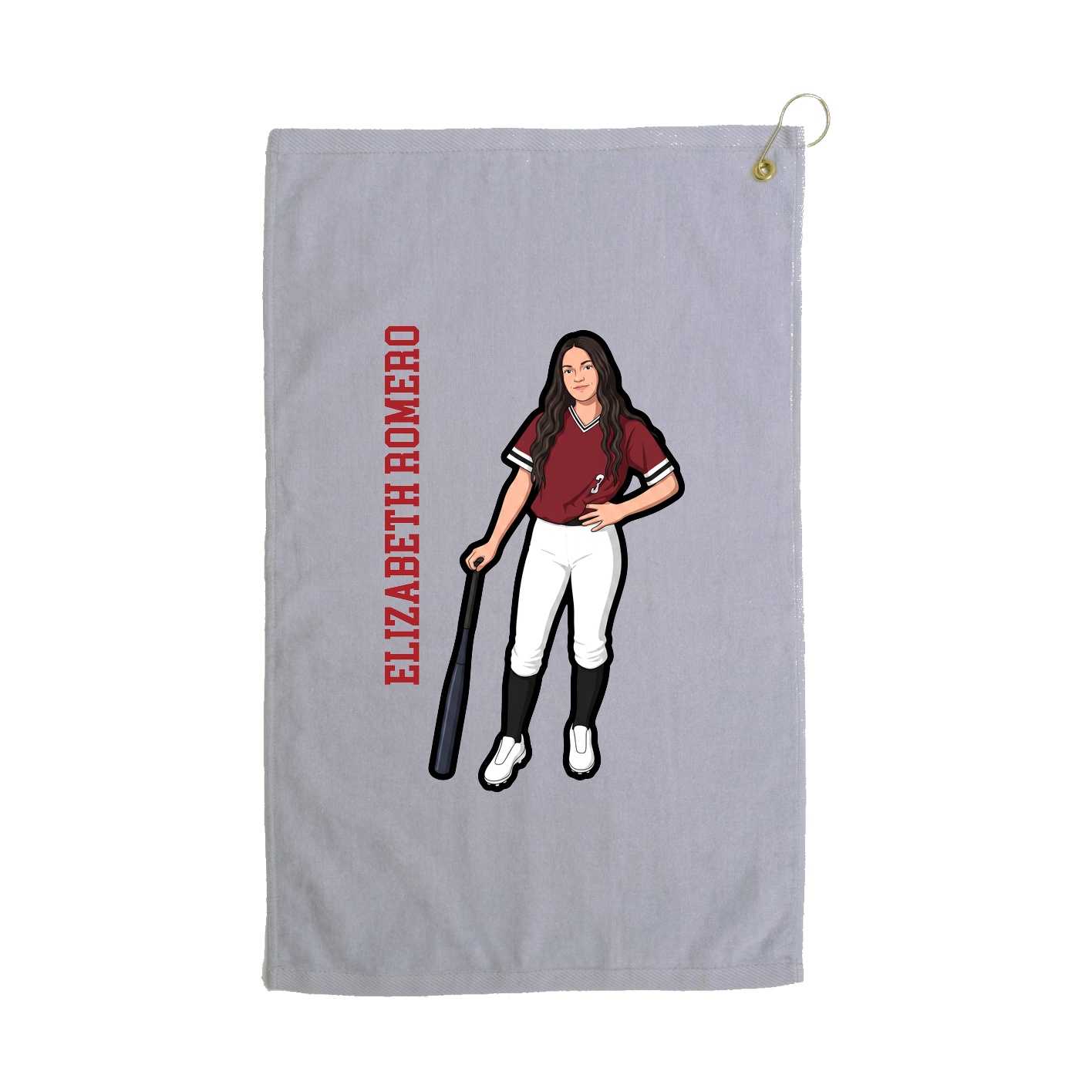 Golf Towel — Name Vertical in Grey