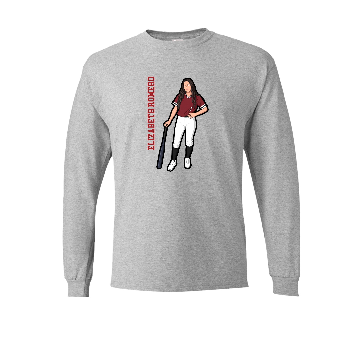 Long Sleeve Tee — Name Vertical in Grey