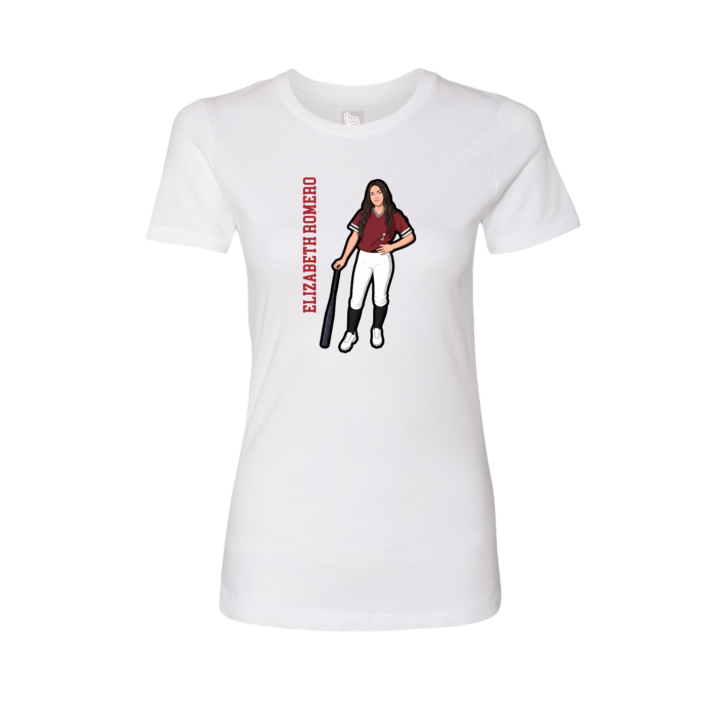 Womens Tee — Name Vertical in White