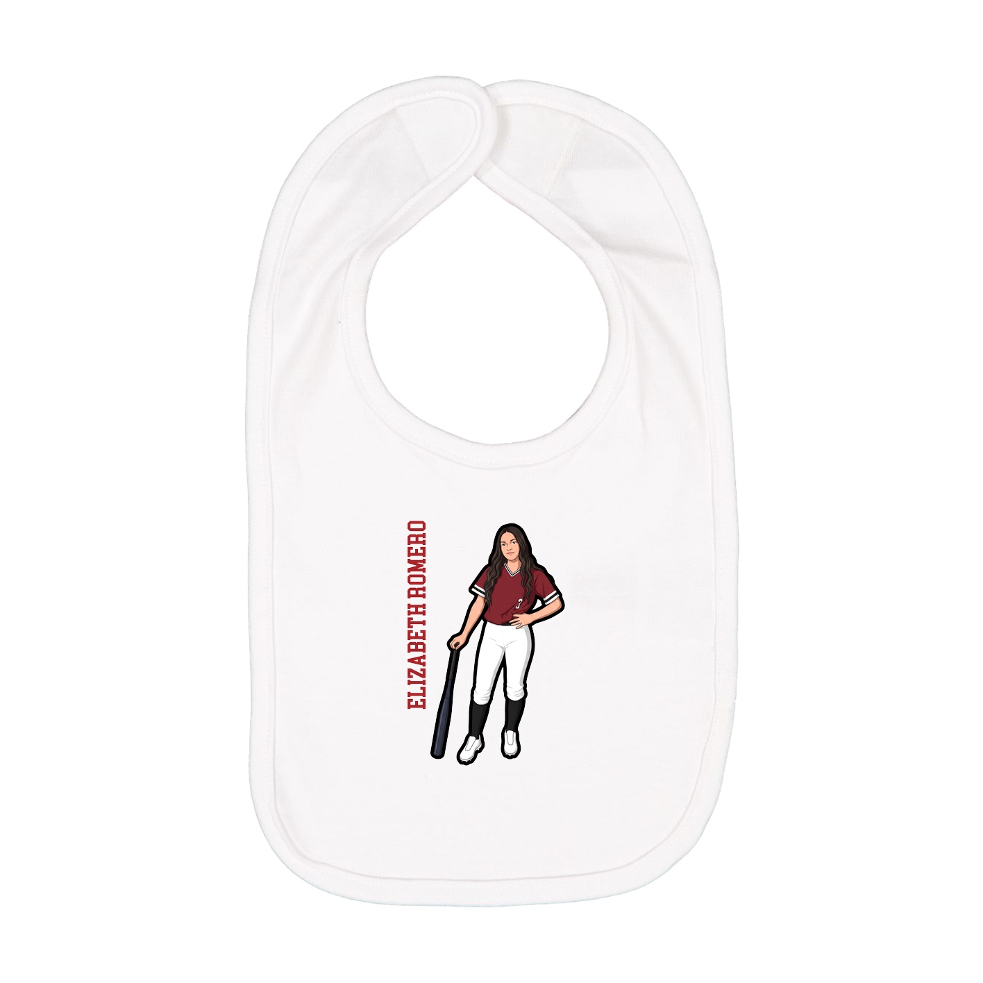 Infant Bib — Name Vertical in White