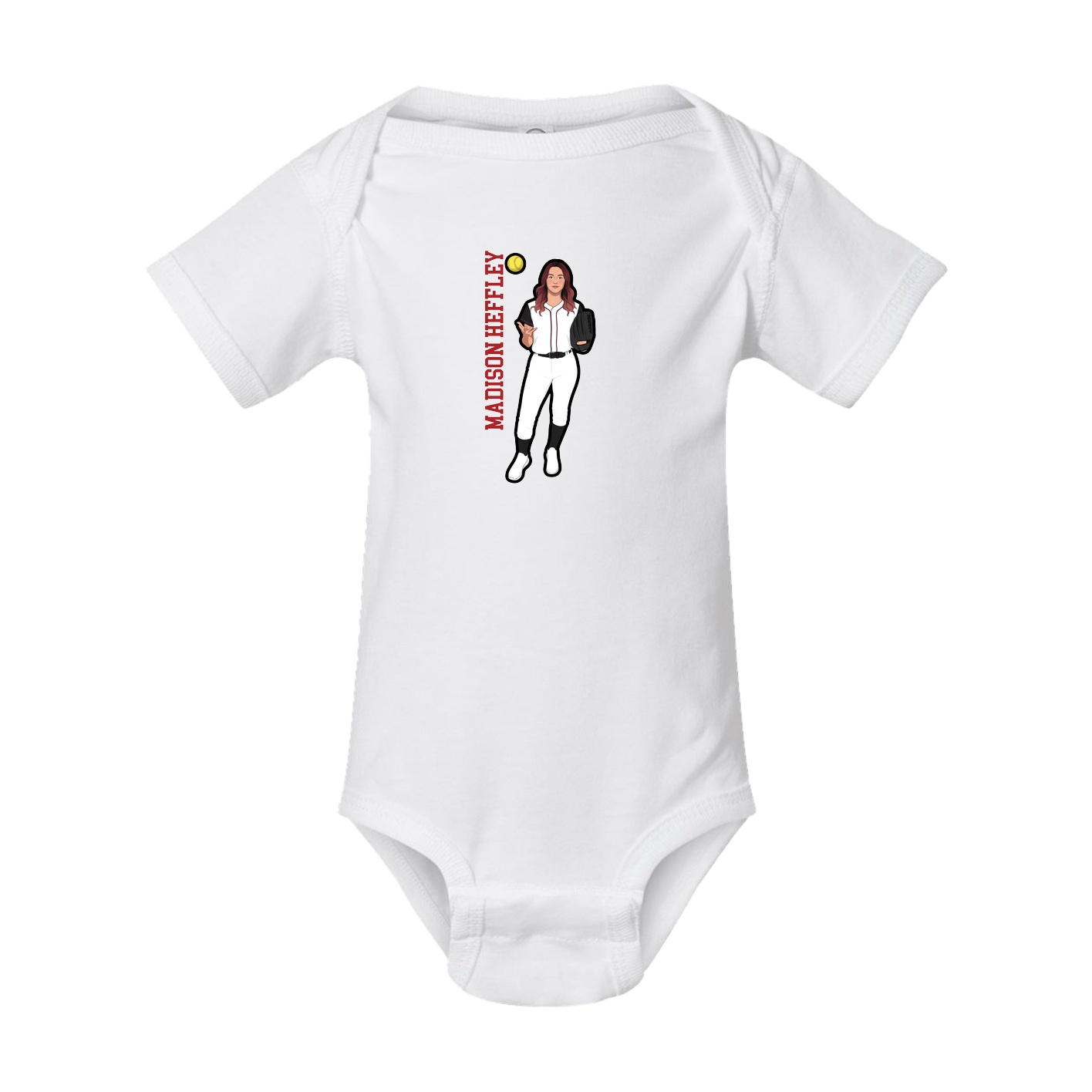 Baby Onesie — Name Vertical in White