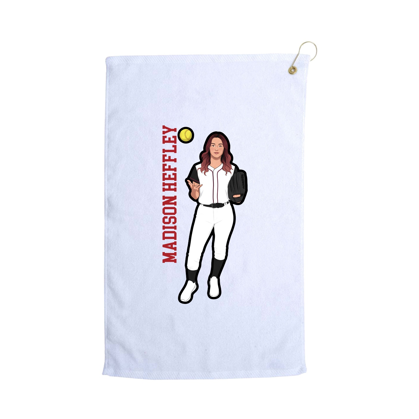 Golf Towel — Name Vertical in White