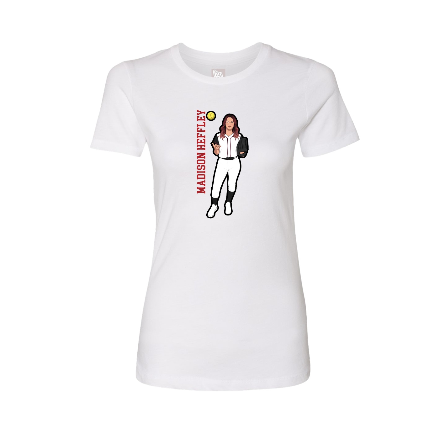 Fitted Women's Tee — Name Vertical in White