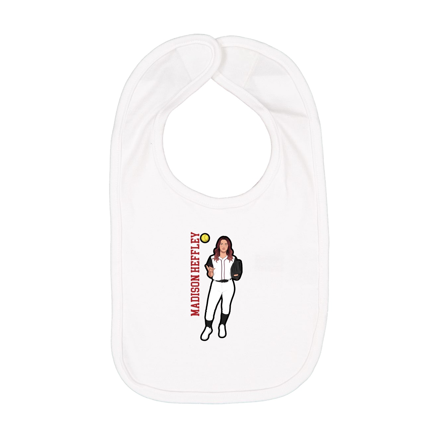 Infant Bib — Name Vertical in White