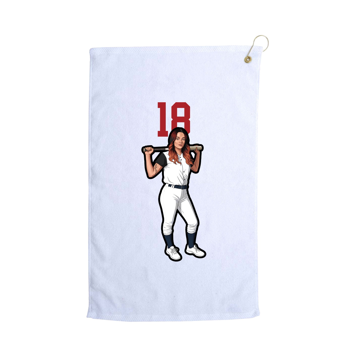 Golf Towel — Number Top in White