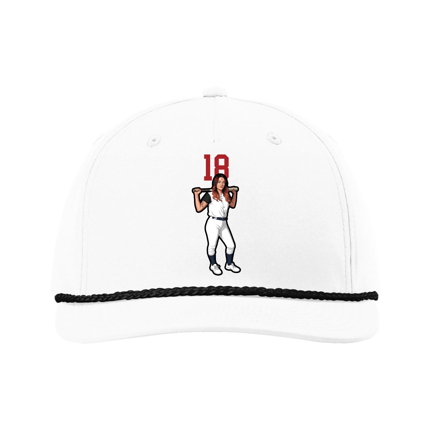 Five-Panel Classic Rope Cap — Number Top in White