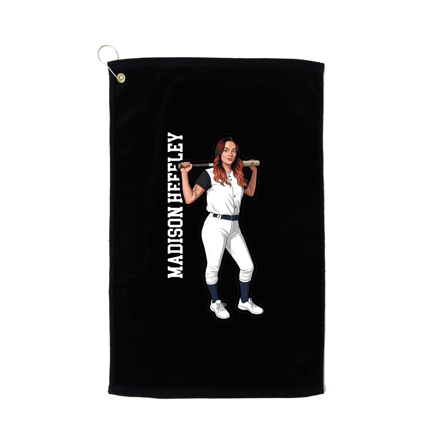 Golf Towel — Name Vertical in Black