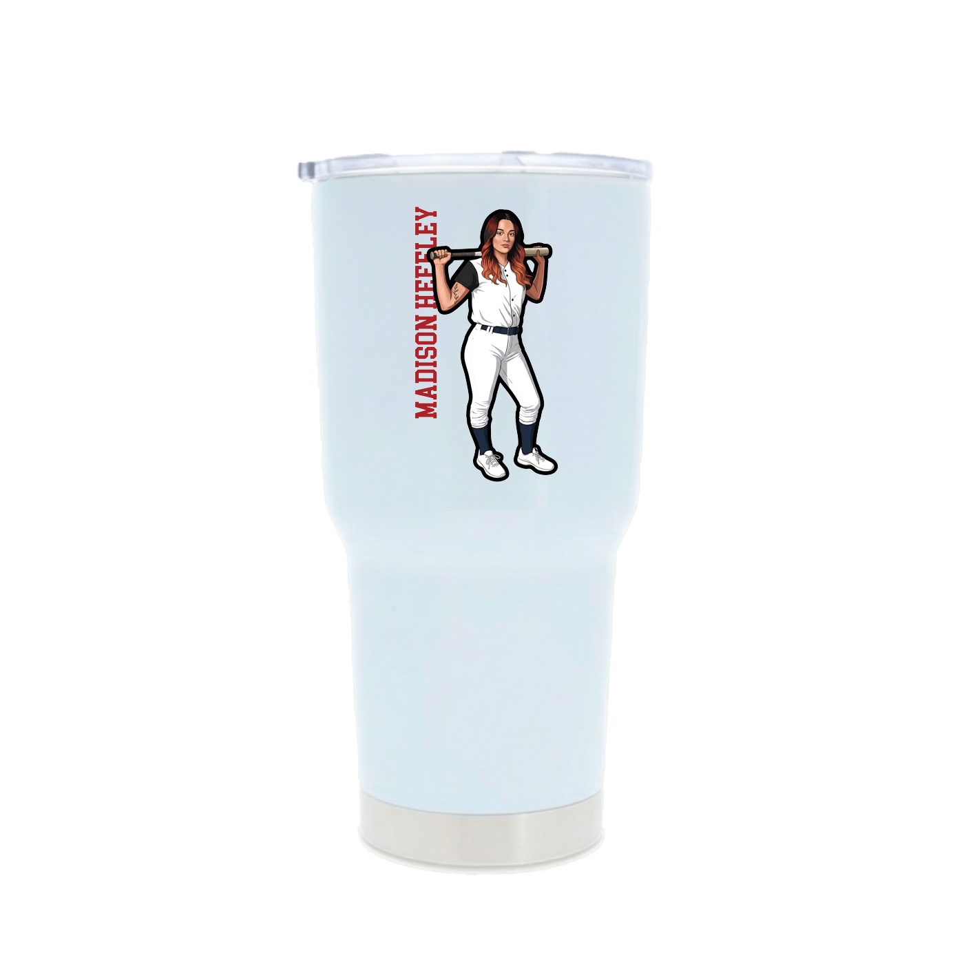 30oz Stainless Steel Tumbler — Name Vertical in White