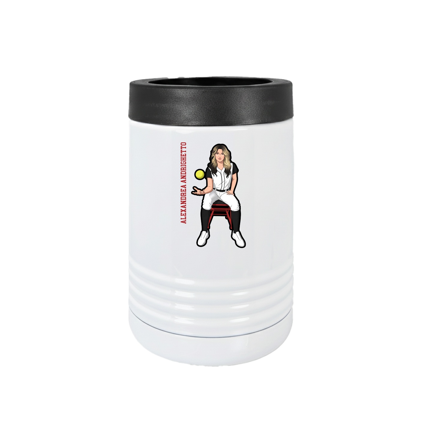 Beverage Holder — Name Vertical in White