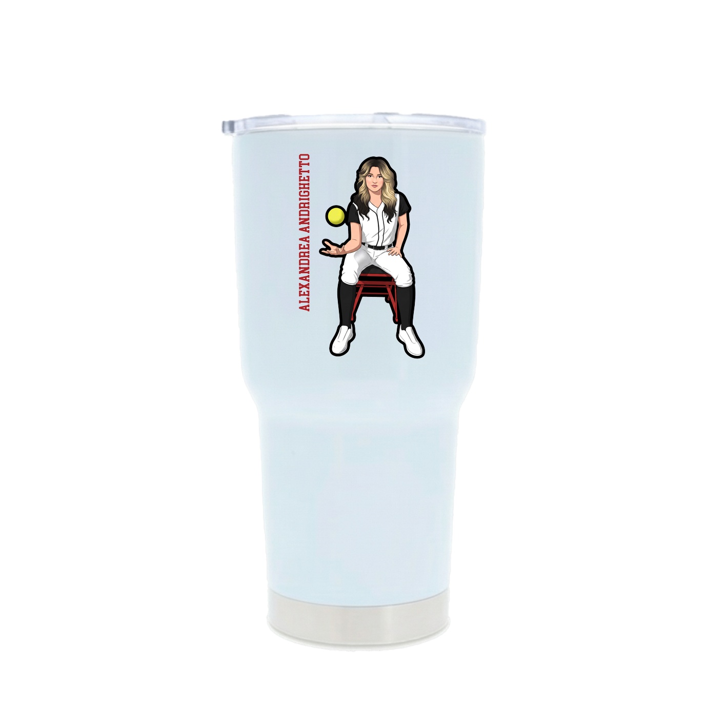 30oz Stainless Steel Tumbler — Name Vertical in White