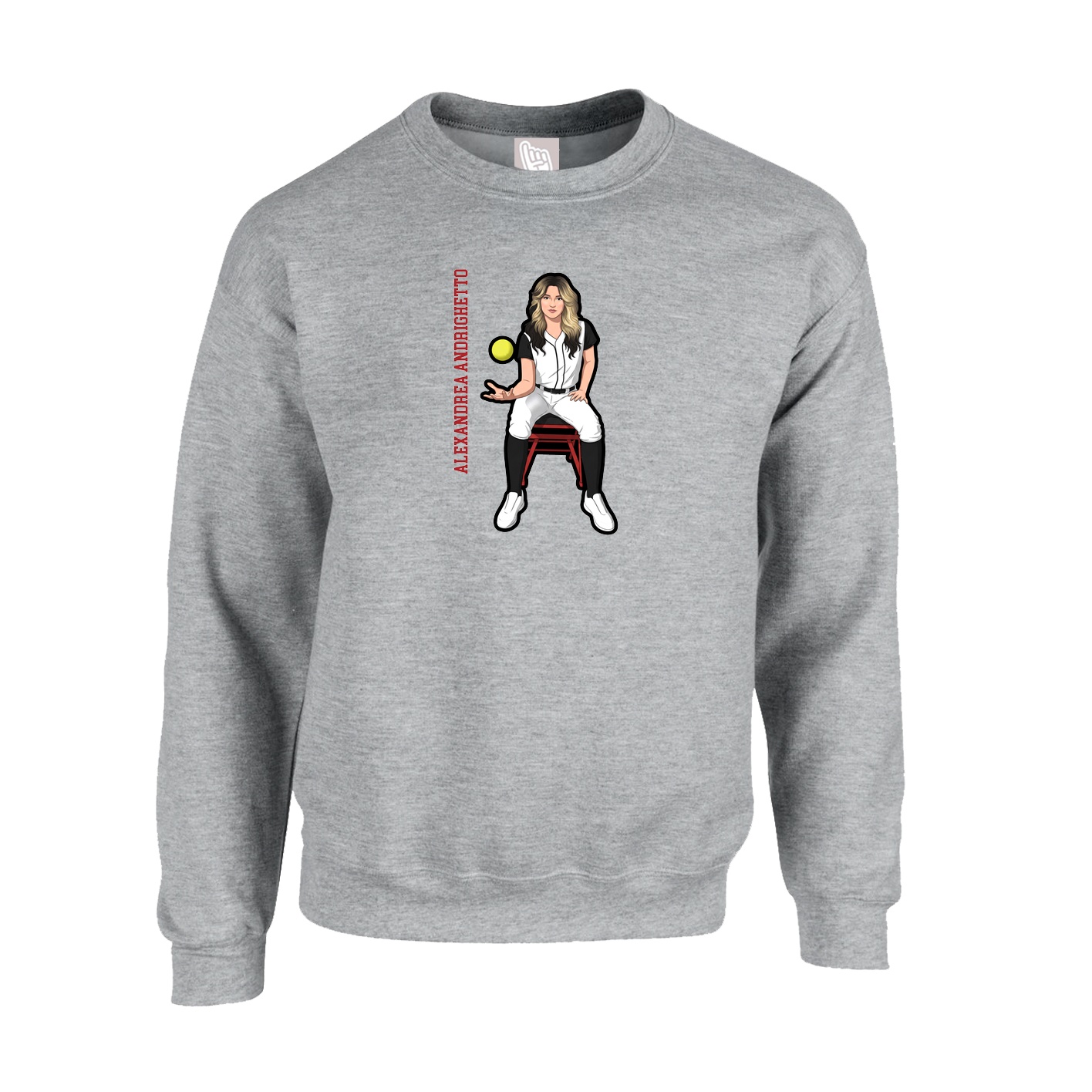 Fleece Crew — Name Vertical in Grey