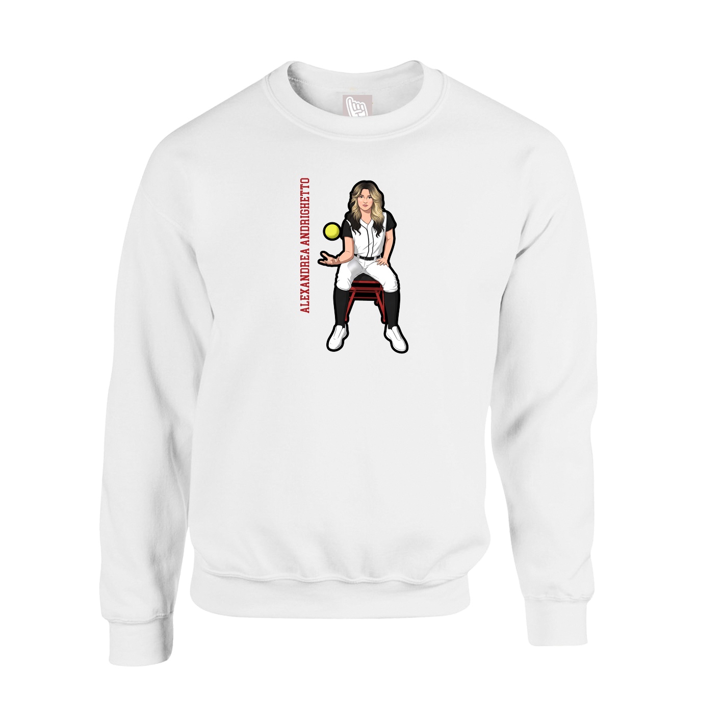 Fleece Crew — Name Vertical in White