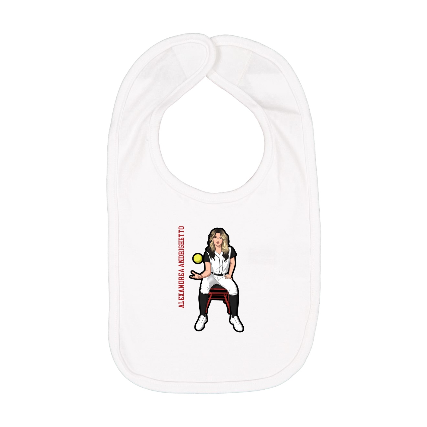 Infant Bib — Name Vertical in White
