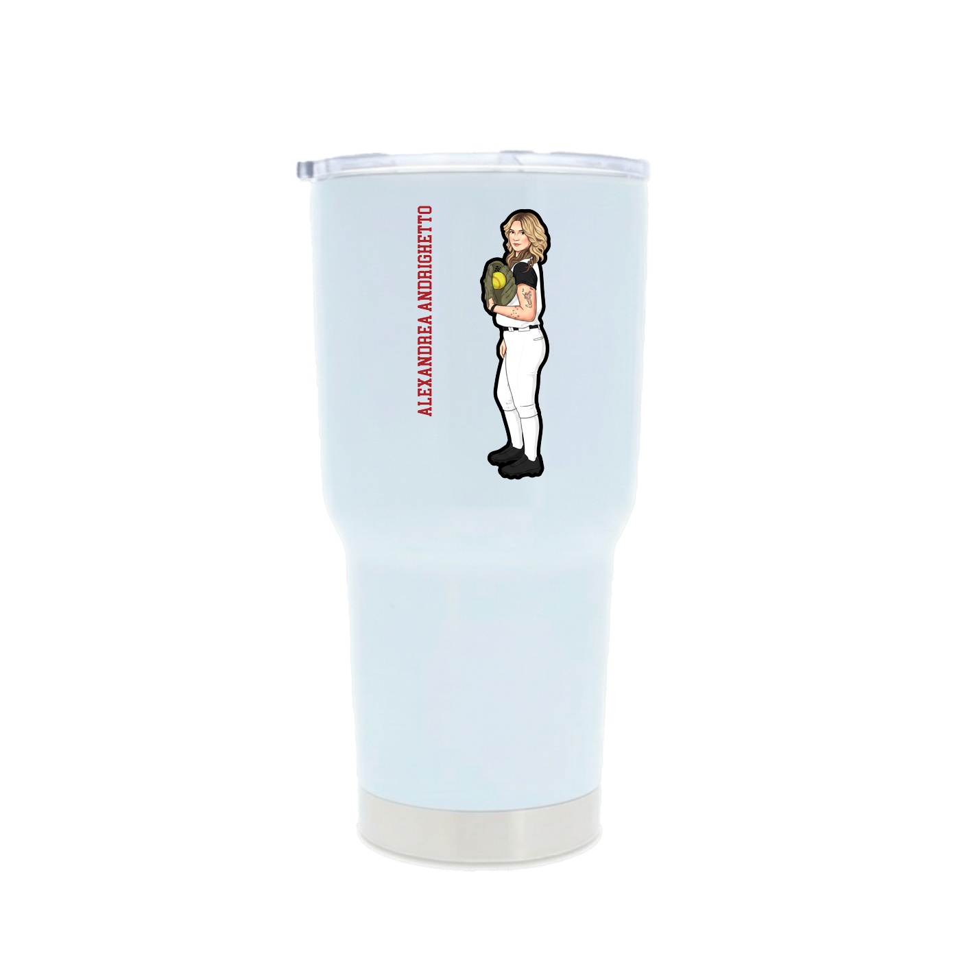 30oz Stainless Steel Tumbler — Name Vertical in White