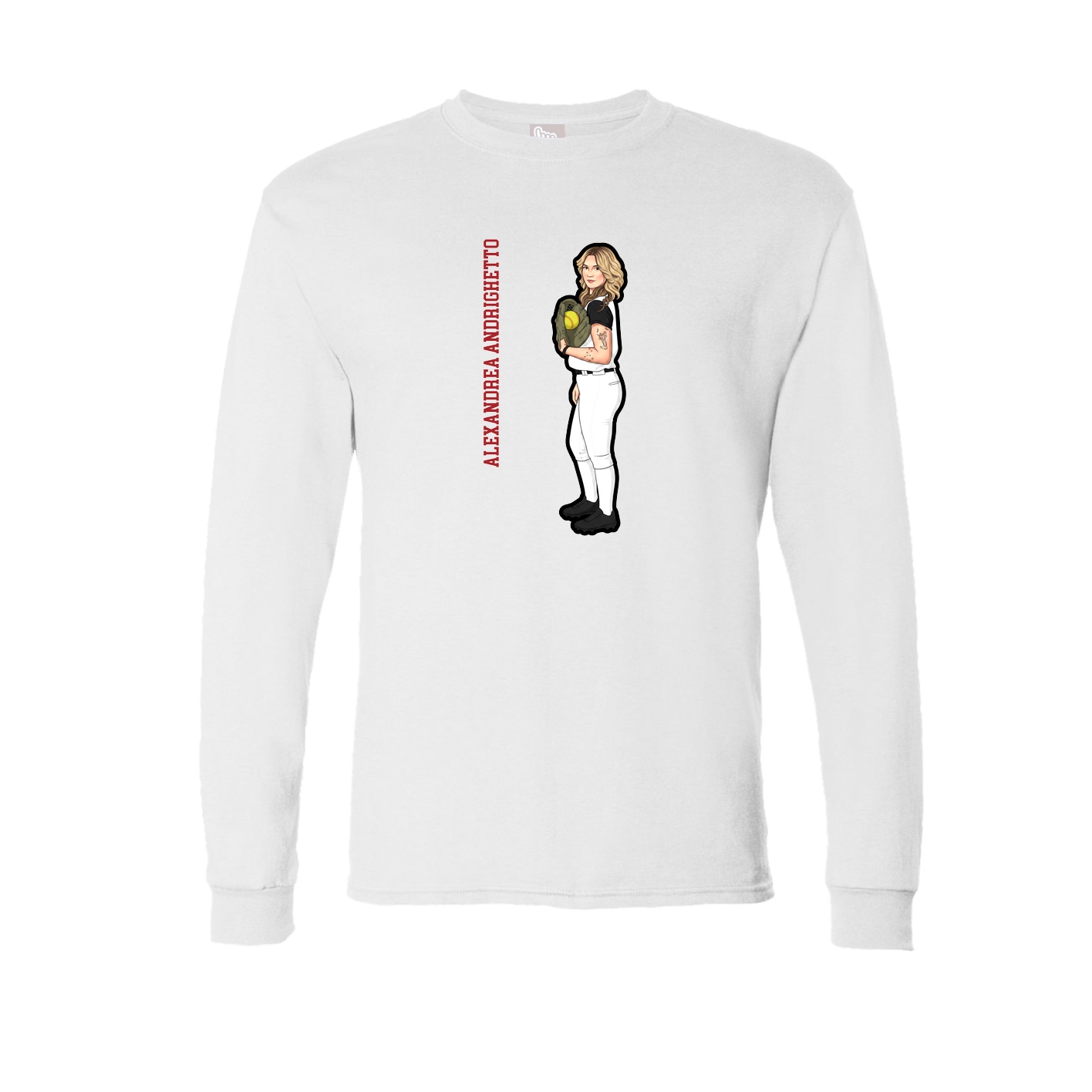 Long Sleeve Tee — Name Vertical in White