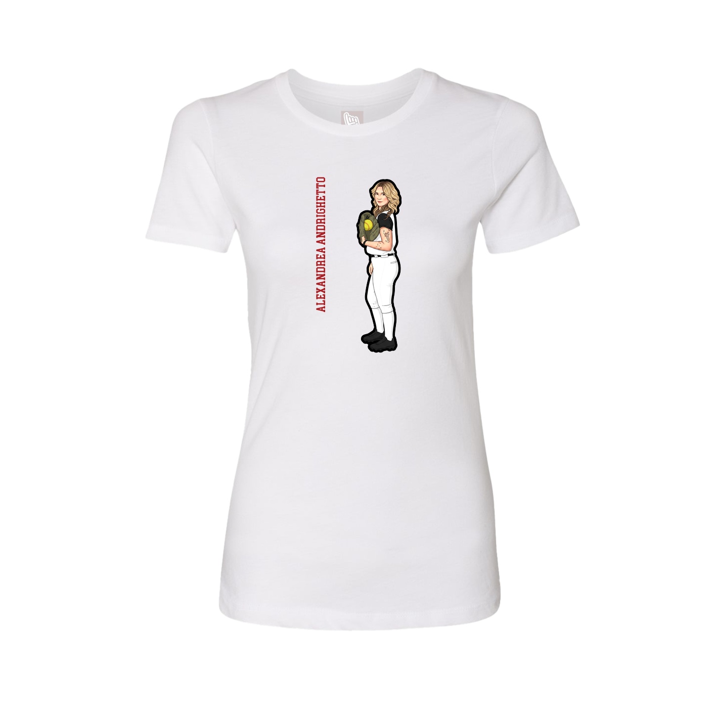 Womens Tee — Name Vertical in White