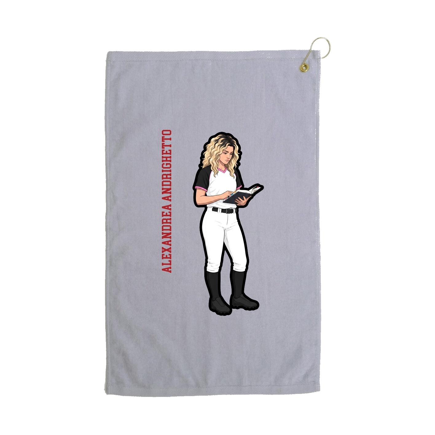 Golf Towel — Name Vertical in Grey