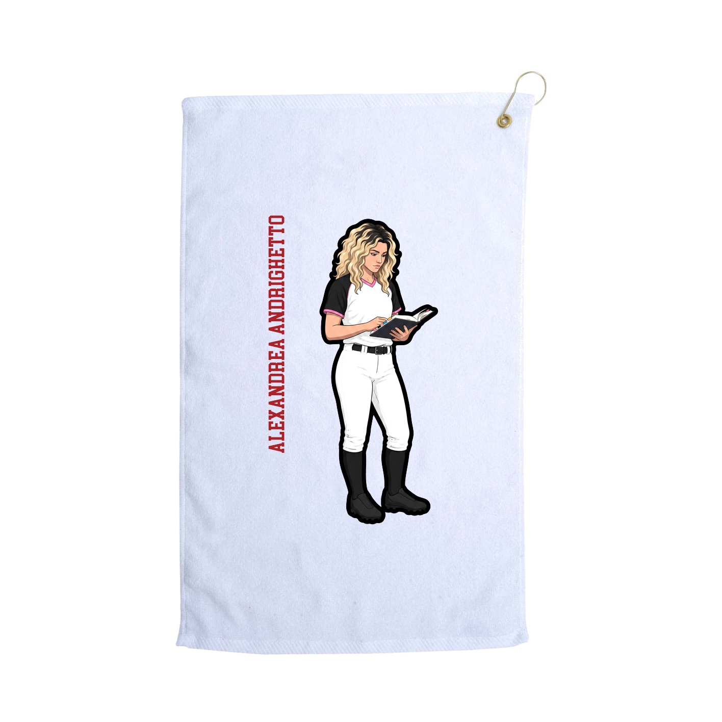 Golf Towel — Name Vertical in White
